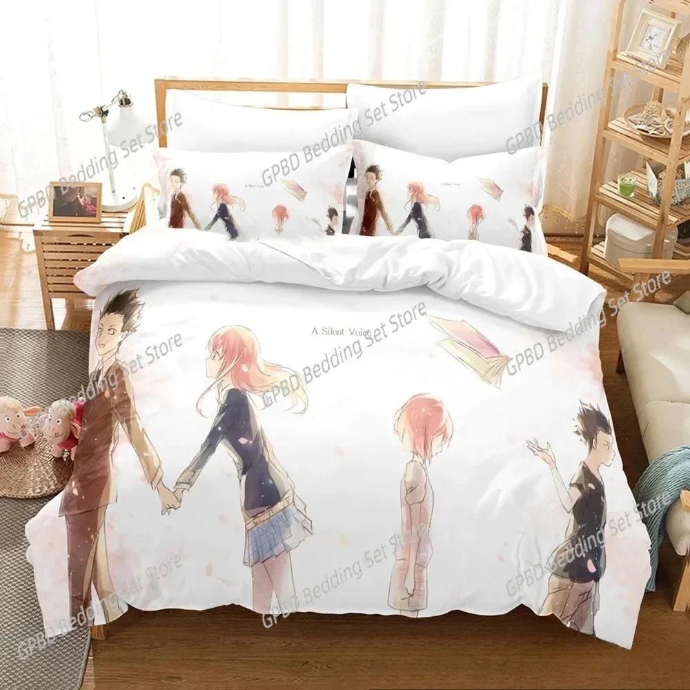Anime A Silent Voice Comfortable Duvet Quilt Cover Pillowcase Bedding Set Children Bedroom Decoration Home Textile