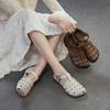 Genuine Leather Hand Woven Sandals With Belt Buckle Breathable And Comfortable Women's Shoes