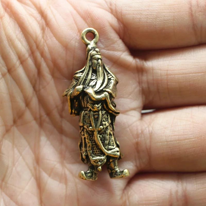 Retro Chinese Copper God of Wealth Guan Gong Figure Statue Ornament Desk Decor Handmade Retro Creative Pure Copper Guan Gong