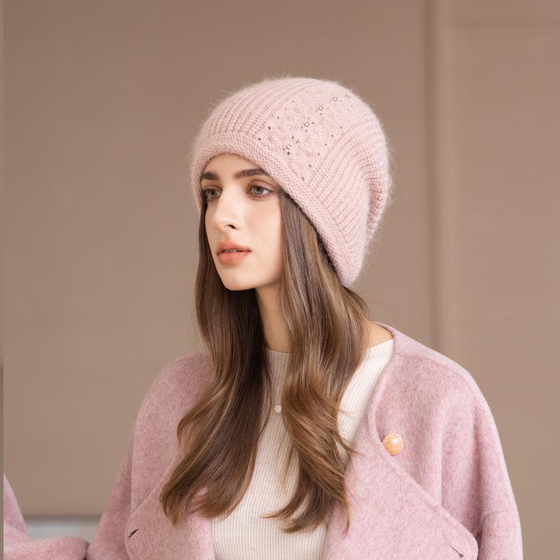 Japanese Autumn And Winter Hats Women'S Solid Color Ear Protection Warm Knitted Hats Big Head Circumference Fashionable Versatile Wool Hats