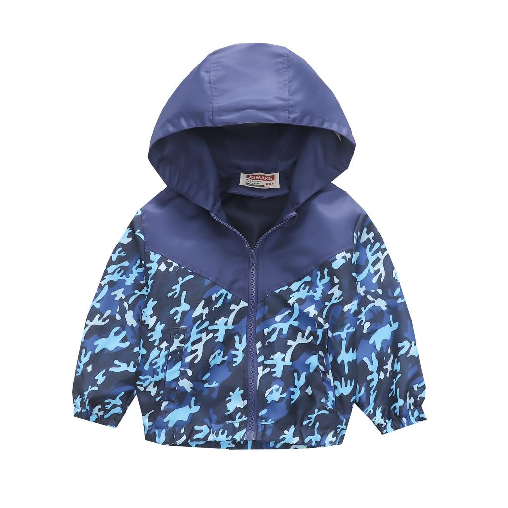 Boys and Girls Children's Clothing In Small Children Printed Fashion Splicing Casual Hooded Zipper Jacket Jacket