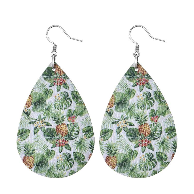 Summer Fashion Lightweight Faux Leather Earrings for Women Fruit Leaf Beach Teardrop Drop Dangle Earrings Jewelry Gift Wholesale