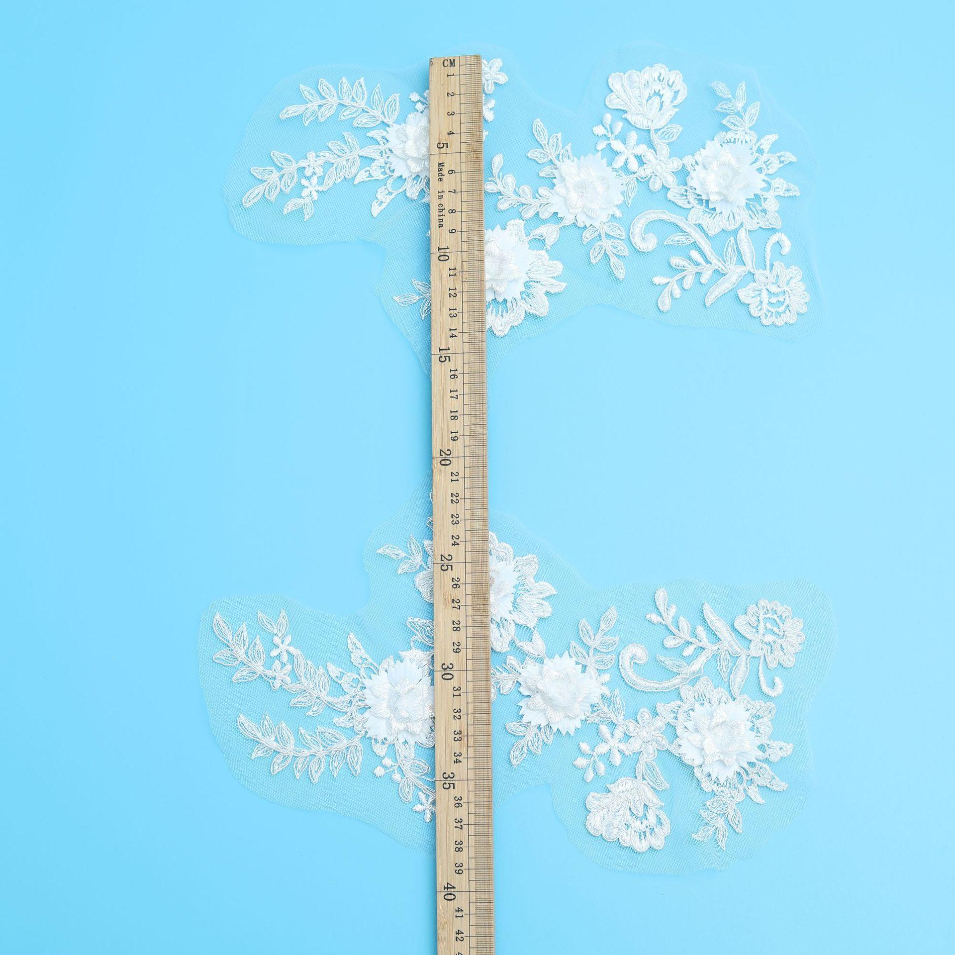 

Clothing Accessories Handmade Accessories Embroidery Three-Dimensional White Car Bone Pair Flower Lace Flower Decoration Bridal Headdress 29*19cm