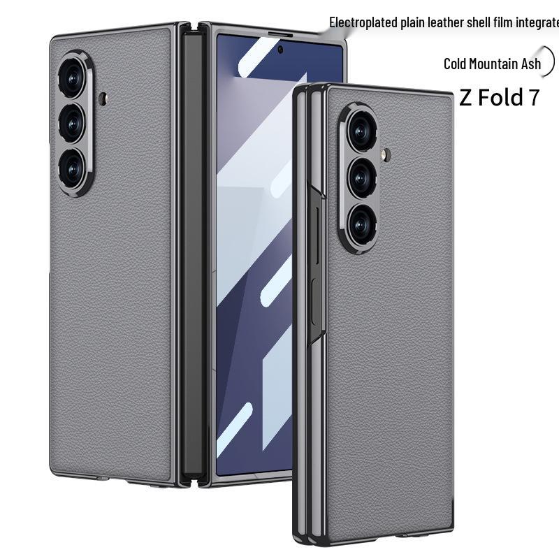 Solid Color Electroplated Leather Case for Samsung Z Fold7