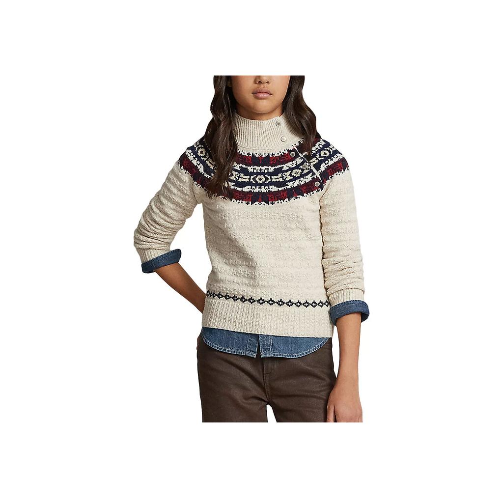 Polo Ralph Lauren Fair Isle Pattern Ribbed High Neck Sweater Kids Sweater Off-White 313920103-001