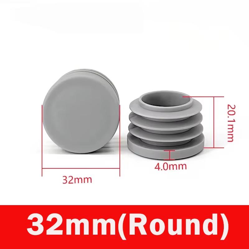 Capace de capăt de blocare din plastic gri, rotunde/pătrate, pentru tuburi/țeavă de 16/19/22/25-100mm, Dopuri, Vârfuri pentru picioare de mobilă/masă, Pad-uri pentru picioare de scaune