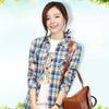 100% Cotton Women's Blouse Plaid Shirts Women's Long Sleeve Top S-5XL,Single Breaste Button Women's Shirt With Chest Pockets