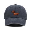 Dachshund Dog Print Washed Baseball Cap Unisex Cotton Adjustable Curved Brim Outdoor Hat