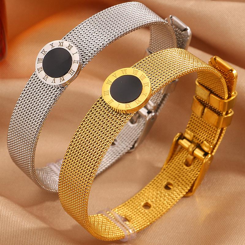 Luxurious Sporty Dial Decorative Stainless Steel Bracelets Suitable For Women To Wear Fashionable Zircon For Summer Travel