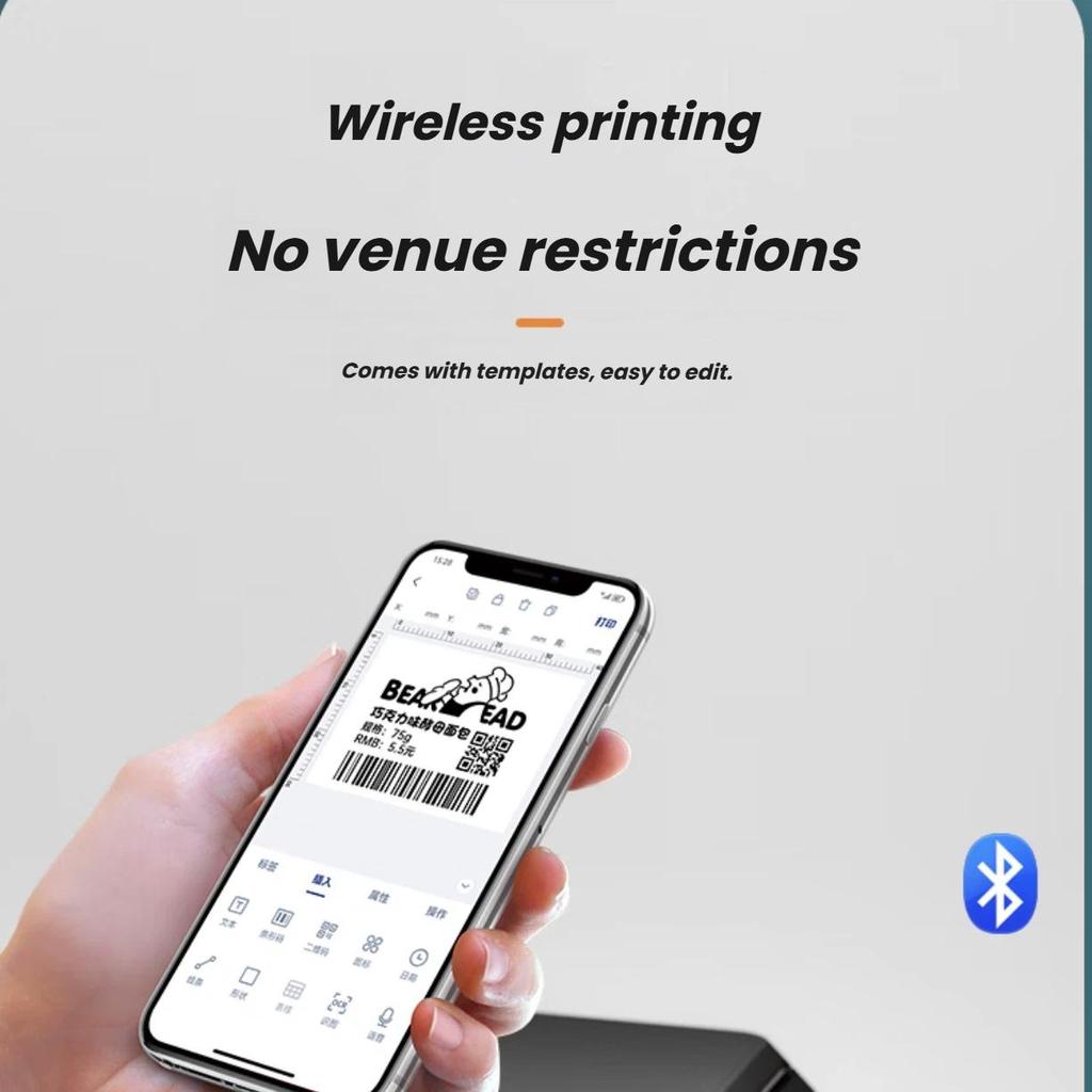 HPRT T260L Label Printer, Compact Portable Bluetooth Thermal Price Tag Barcode Label Paper Printer, Self-Adhesive Sticker Commercial Label Machine