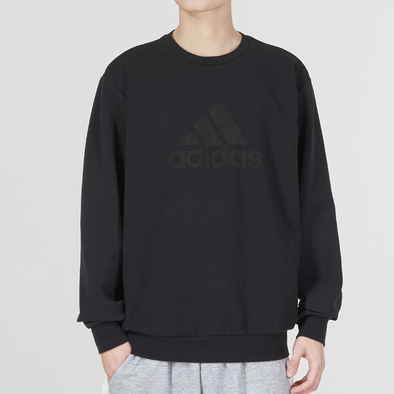Adidas Th Logo Sweatshirt With Letter Print, Loose Fit, Sport Casual Men Tops Black HY5828
