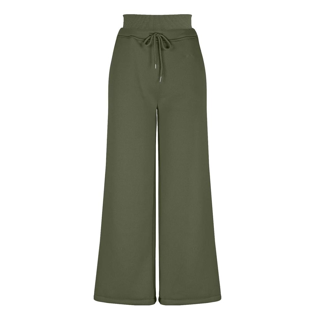 Women's Solid Color High Waisted Pants, Loose Fit Sweatpants, Straight Leg Pants