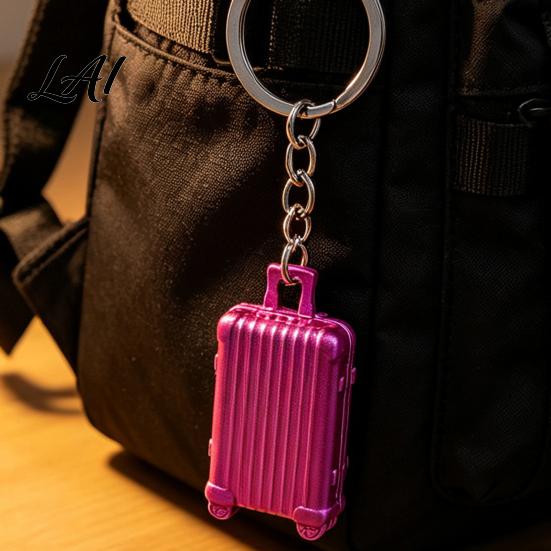 Reisekoffer Schlüsselanhänger Mini Schlüsselanhänger Metall Gepäcktasche Anhänger mit rollenden Langlebigen Zinklegierung Schlüsselhalter Rädern Reise-Thema Rucksack Zubehör,