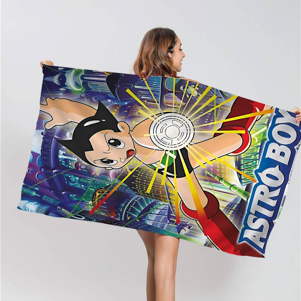 Retro A-Astro Boy Iron Microfiber Blanket Quick Drying Beach Towels Oversized Printing Super Absorbent Pool Towel Blanket
