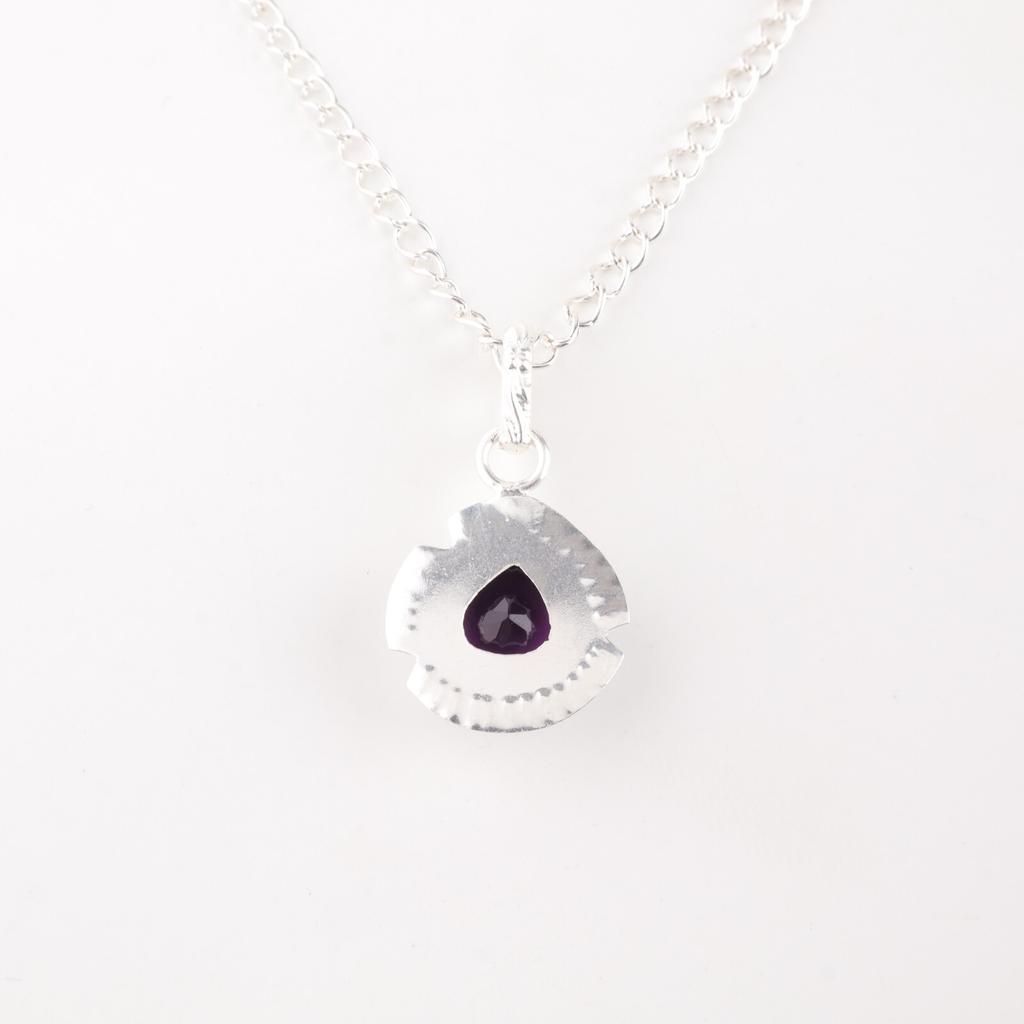 925 Sterling Silver Jewelry Amethyst Gemstone Handmade Pendant 1.15" For Women PP-8-7