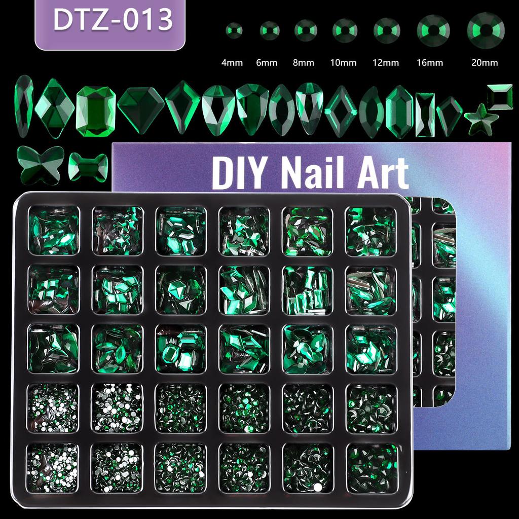 Nail Art 30 Grid Boxed Nail Art Flat Bottom Special-Shaped Diamond Transparent Ab Big Red Nail Rhinestone Nail Art Jewelry
