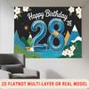 Party Backdrop Happy Birthday Birthday Floral Blue 28Th Photo Booth Background Front Door Decor