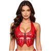 Ladies Y2k Glossy PU Mini Corset Top Halter Neck V Cut Front Zip Back Lace Up Sleeveless Crop Vest for Nightclub Party