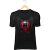 Cyber-Schädel-Krieger T-Shirt – Chromgesicht, Digitale Flügel, Neonschaltkreise