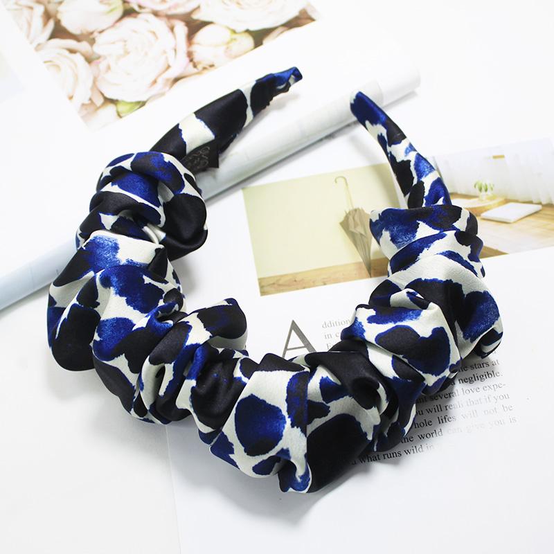 Lystrfac Neue Mode Druck Leopard Scrunchy Stirnband für Frauen Mädchen Trendiges Plissiertes Haarband Weiblicher Kopfschmuck Haaraccessoires