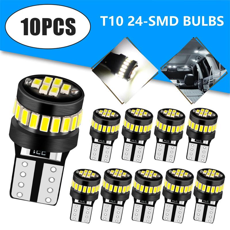 10Pcs W5W Led T10 Led Canbus Light Bulbs Car Parking Position Clearance Lights Interior Map Dome Reading Lamp 12V White