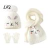 Thermal Winter Accessories for Boys Girls Hat Gloves Scarf Set Kids, Warm Knitted Pompom Hat, Cute Outings Bunny Embroidery, Cozy Ages 2 to 6 Gift