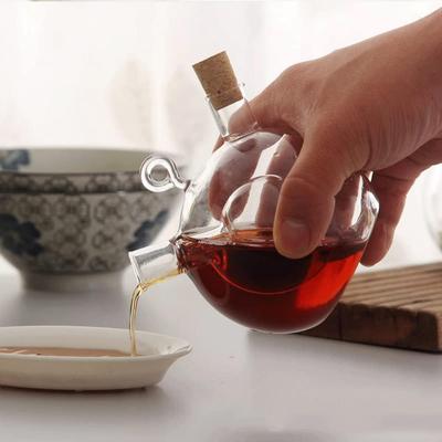 2 In 1 Oil and Vinegar Dispenser Cruet Bottle, Kitchen Supplies Glass Olive Oil and Balsamic Vinegar Cruet Bottle with Cork Stoppers, Hand-blown