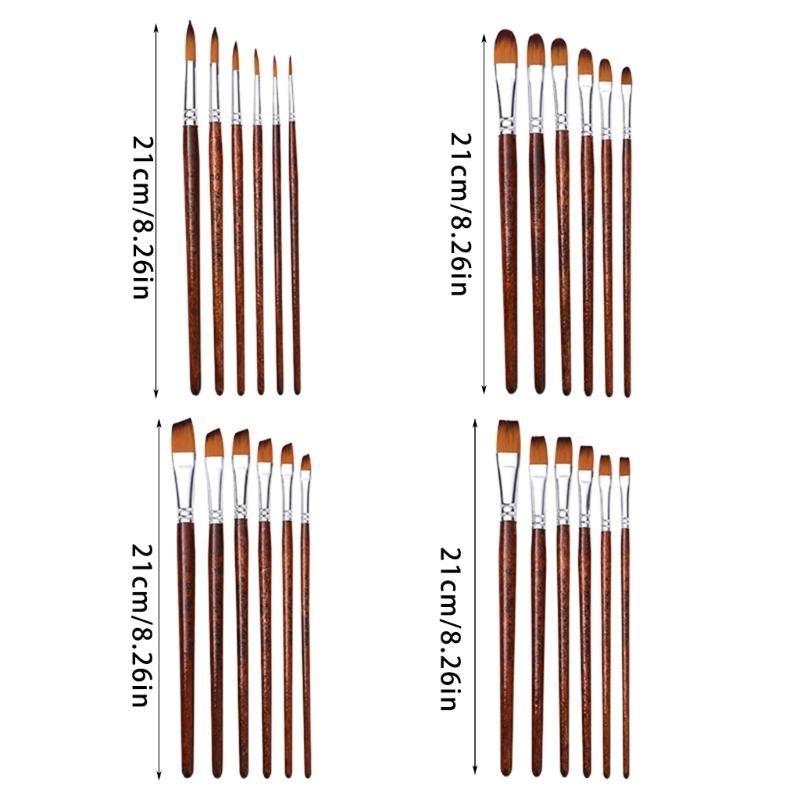 6 Stück Professioneller Pinsel Nylonborsten Pinsel für Künstler Anfänger Öl Acryl Aquarell Felsen Leinwandmalerei