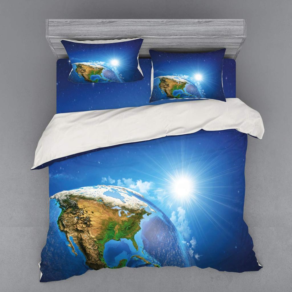 Earth Duvet Cover for Kids Boys Girls Teens Lightweight Down Quilt Covers Bedroom Decor 2 Pillowcases 1 Duvet Cover No Comforter