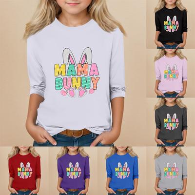 Kids Seven Sleeve Round Neck Top Valentine's Day Printed Everyday Casual Top