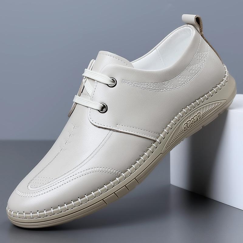 Men Loafers Korean Style Soft Leather Slip-on Shoes Man Daily Casual Lazy Shoe Boat Shoes Soft Non Slip Vulcanized Shoes