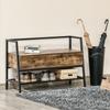 Shoe Cabinet Furniture in Industrial Style with Compartment, Vintage Space-Saving Shoe Bench in Wood and Metal, Rustic Brown, 90x37x60cm