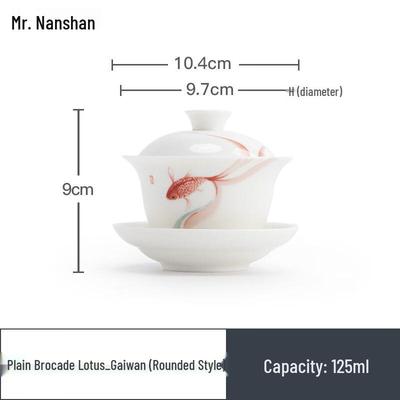 Nanshan Xiansheng Plain Brocade Lotus Ceramic Gaiwan