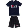 Men Women Cotton Short Sleeve T-Shirt Shorts Set Casual Outfit Youth Style