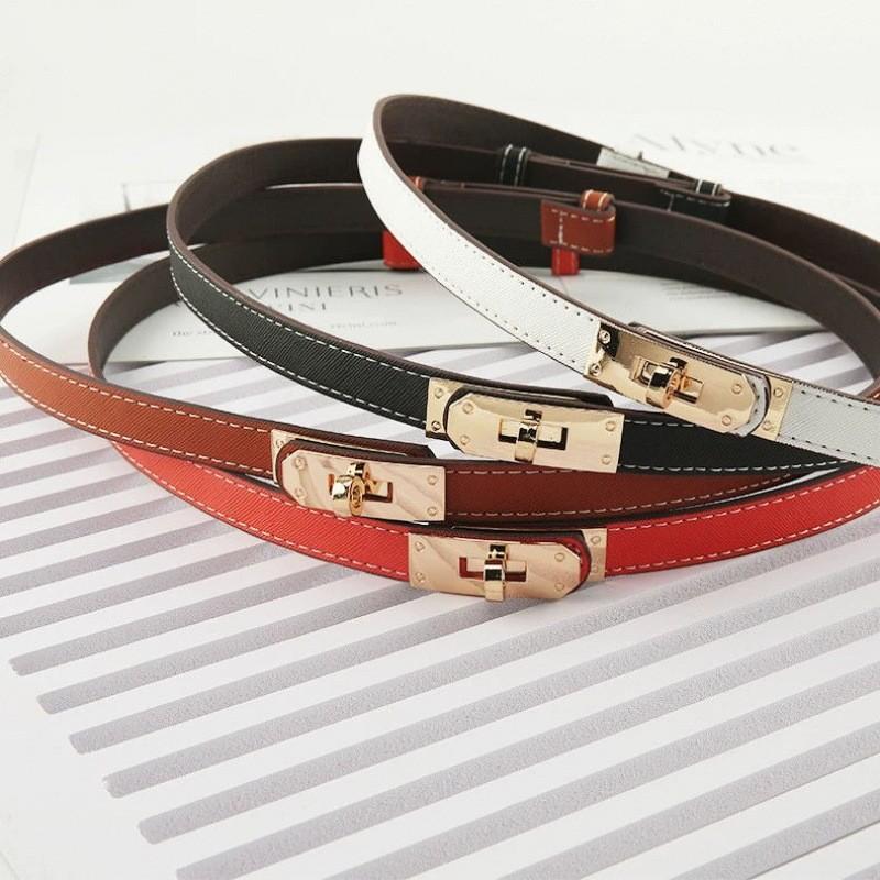 Narrow Pu Fashionable Waist Belt With Elegant Clasp For Outfits In Trendy Colors