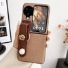Pearl Camellia Leather Handheld Wristband Compatible with Find N3 Flip Foldable Zflip5/4 Phone Case Protective Case