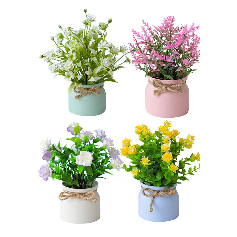 Indoor Ambiance Artificial Pot Flowers Charming Faux Flower Arrangements Charming Rustic Bow Accent Indoor Low-Maintenance Plant