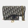 [Pre-Owned] Saddle Classic Monogram Removable Metal Chain Oblique Embroidery Fabric Saddle Bag - Very Good #IK1O9N