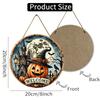 Spooky Halloween welcome sign, Round Wooden Hanging Plaque, vintage pumpkin castle wall decor, rustic autumn indoor outdoor holiday decoration
