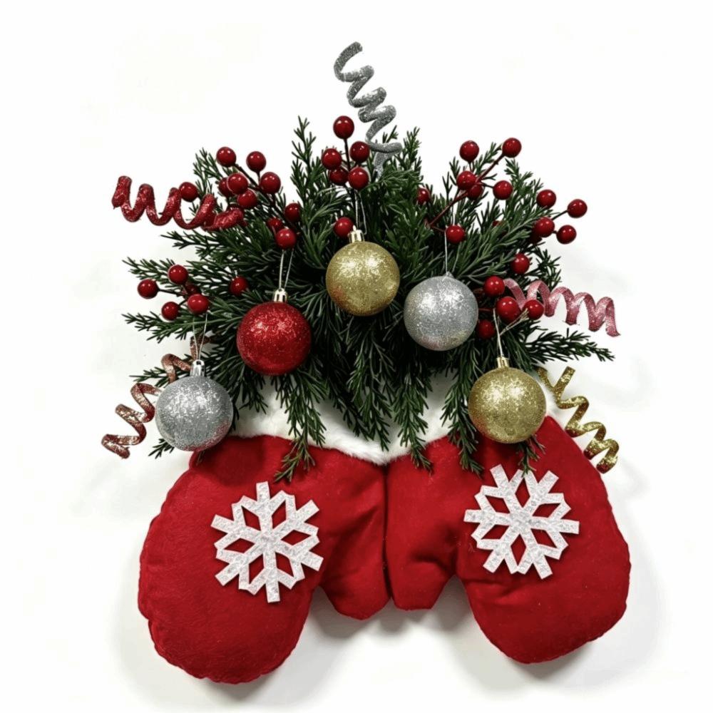 Artificial Wreath Christmas Wreath Glove Shape Christmas Garland Christmas Door Wreath Gate