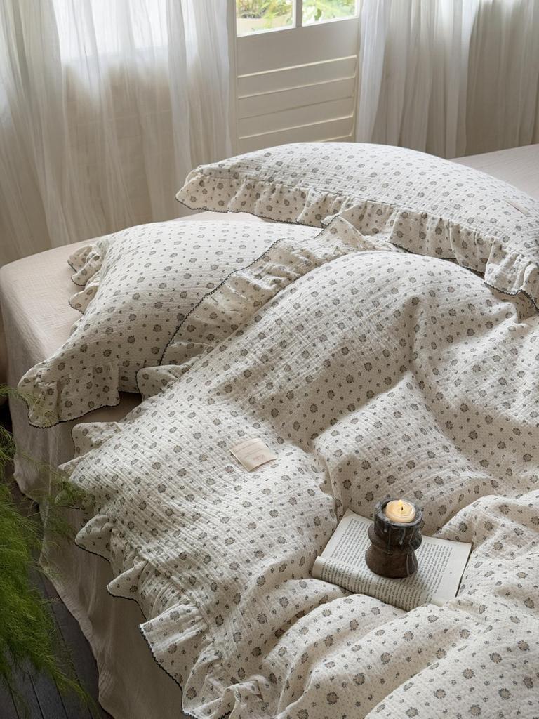 G5Z Francuska Retro Dwustronna Bawełniana Koronkowa Poszewka na Kołdrę