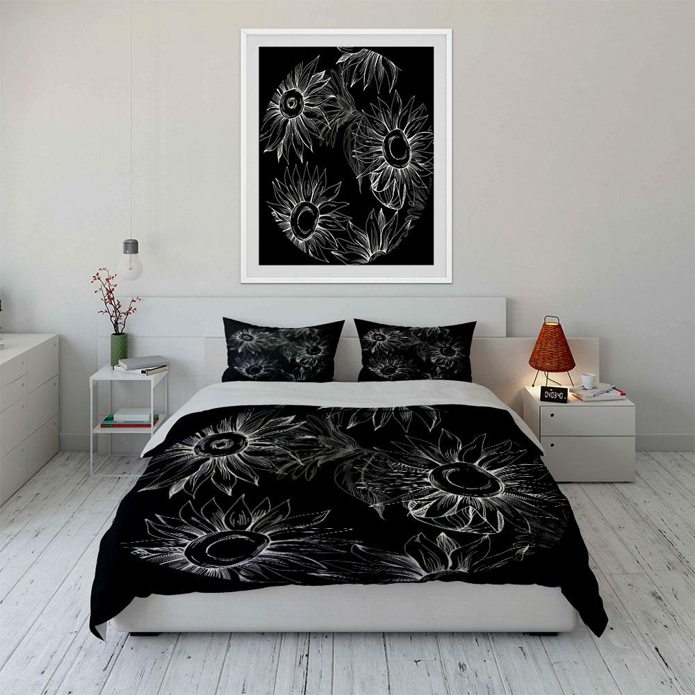 Sunflower Floral Decor Set Soft Comfortable Duvet Cover Bedding Set Included 1*Duvet Cover & 2*Pillowcases, Gift
