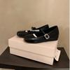 Punkt zweites Haar! Modische vielseitige neue Innenhöhenerhöhung superweiche französische quadratische Schnalle flache Ballerinas Damen Mary Jane Schuhe