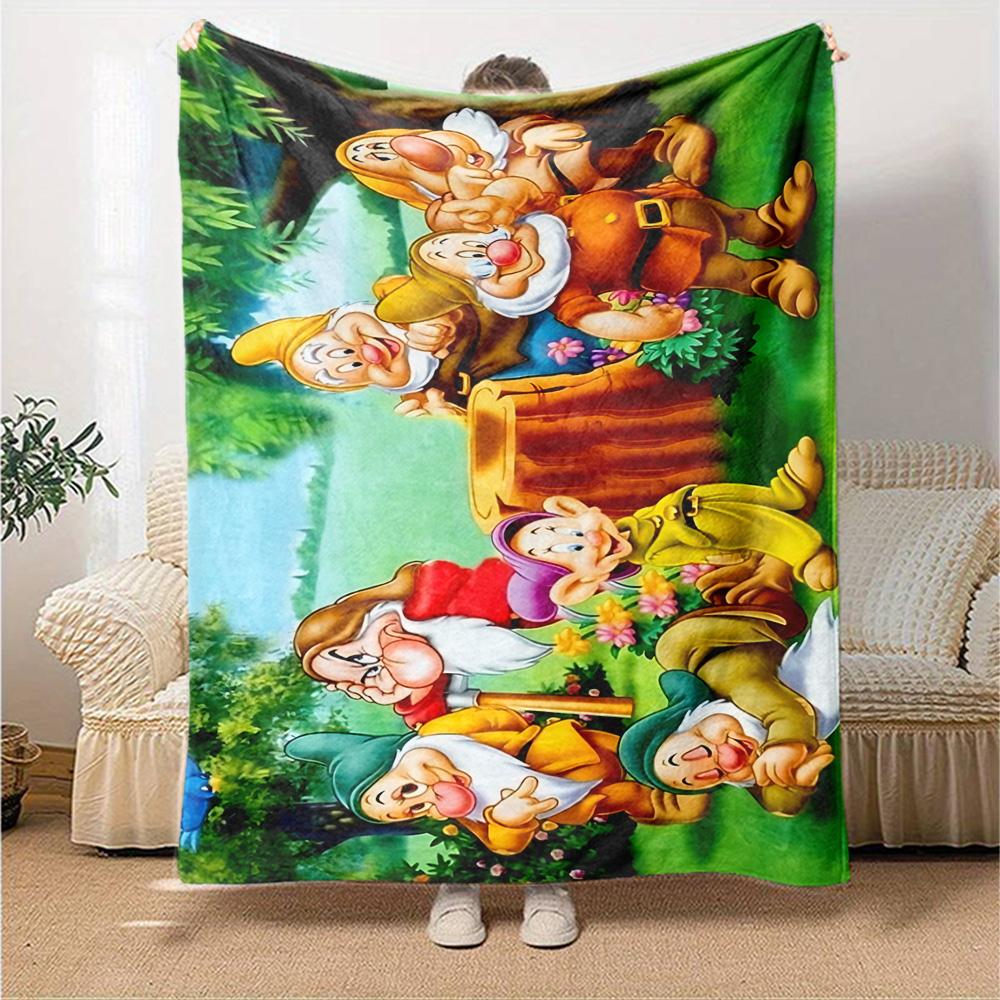 Seven Dwarfs Wood Flannel Blanket Super Soft Warm Cozy Blanket for Sofa Bed Office Travel All‑Season Home Decor Gift