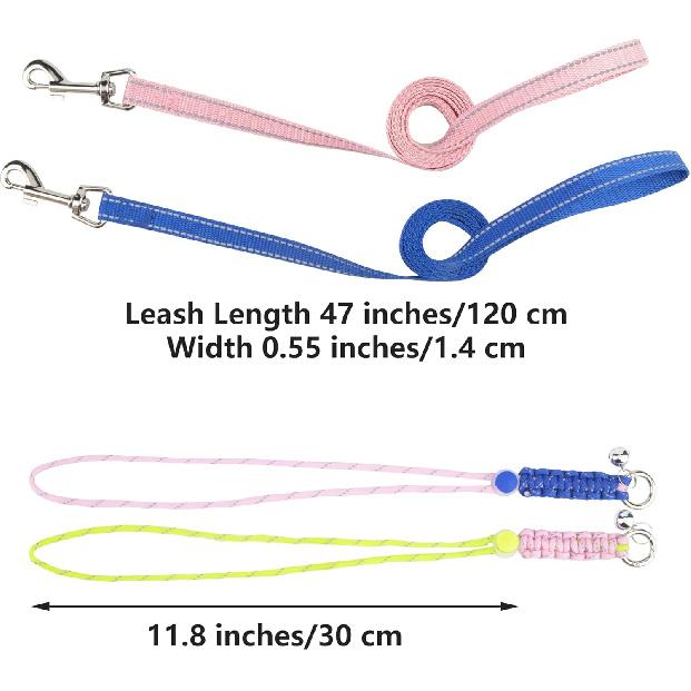 2pcs Figure 8 Harness and Leash with Reflective Strap and Bell for Ferrets, Rabbits, Bearded Dragon, Guinea Pig, Chinchilla and Hamster Small Animal