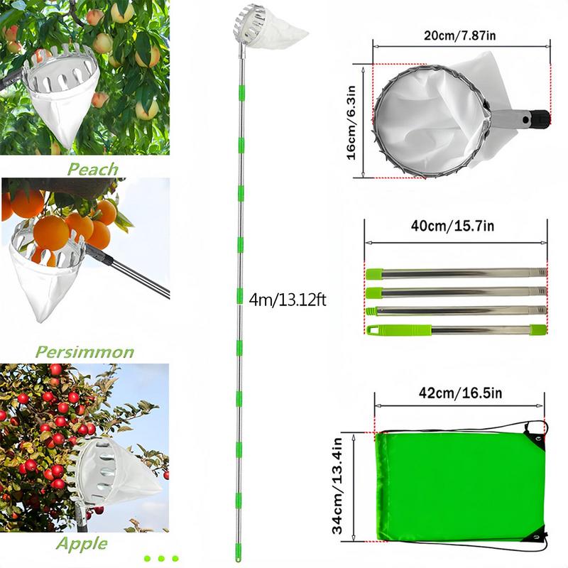 Raccoglitore di Frutta con Palo Telescopico Raccoglitore di Frutta in Metallo Giardinaggio Frutteto Strumenti per la Raccolta di Mele e Pesche Raccoglitore di Frutta da Giardino Raccolta