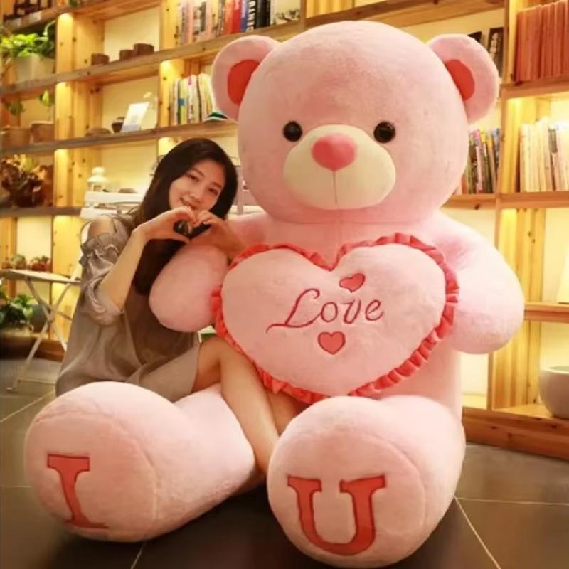 Birthday Gift 80/100Cm Big LOVE Plush Toy Bear Giant Stuffed Animals Kawaii Large Soft Pillow Dolls Grilfriend Girls Wife Room