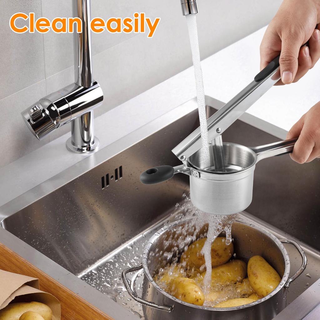 Neu Kartoffel Reis Edelstahl Kartoffelstampfer mit 3 Abnehmbaren Scheiben Manuelle Lebensmittel Presse mit Ergonomische Anti-Rutsch Griff