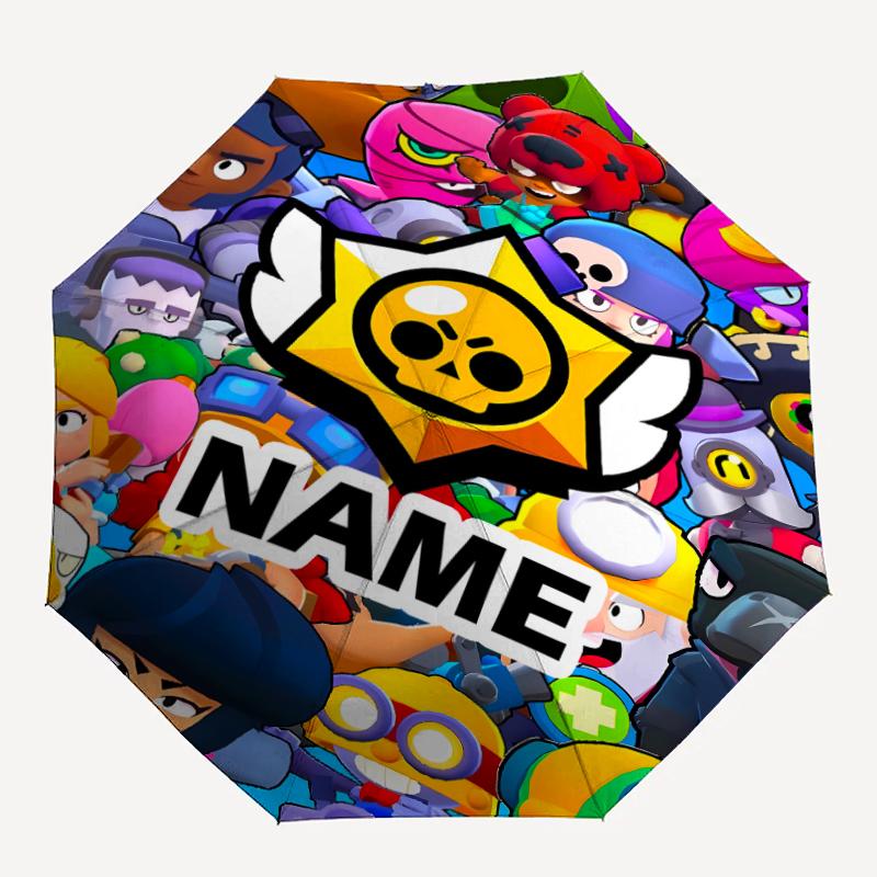 Personalized Name B-Brawl Stars Print Umbrella - Automatic Open/Close, Eight-Rib Durable Frame, Automatic Folding Umbrella
