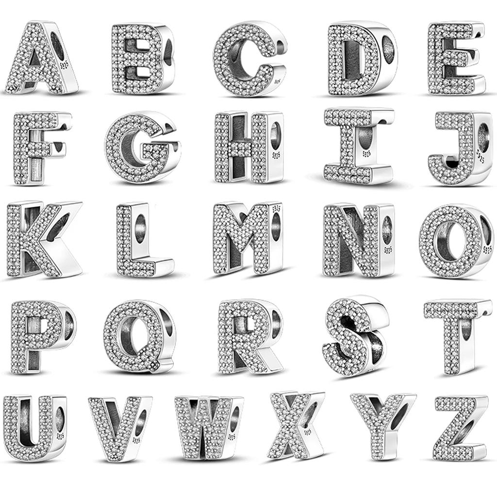 Copper Metal A-Z Alphabet Charm Bead Components Compatible With Authentic Original Bangle Bracelet High Quality Fine Jewelry Do It Yourself Bead